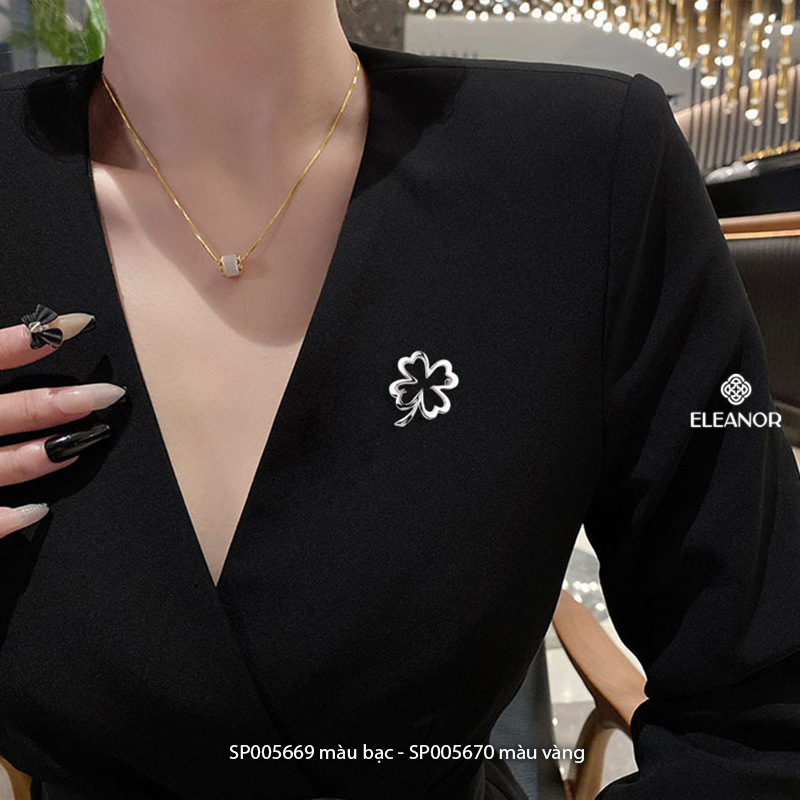 Ghim cài áo nam nữ Eleanor Accessories hình cỏ bốn lá phụ kiện thời trang 5669