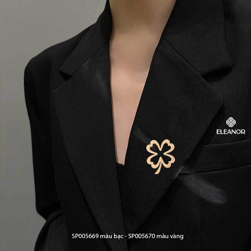 Ghim cài áo nam nữ Eleanor Accessories hình cỏ bốn lá phụ kiện thời trang 5669