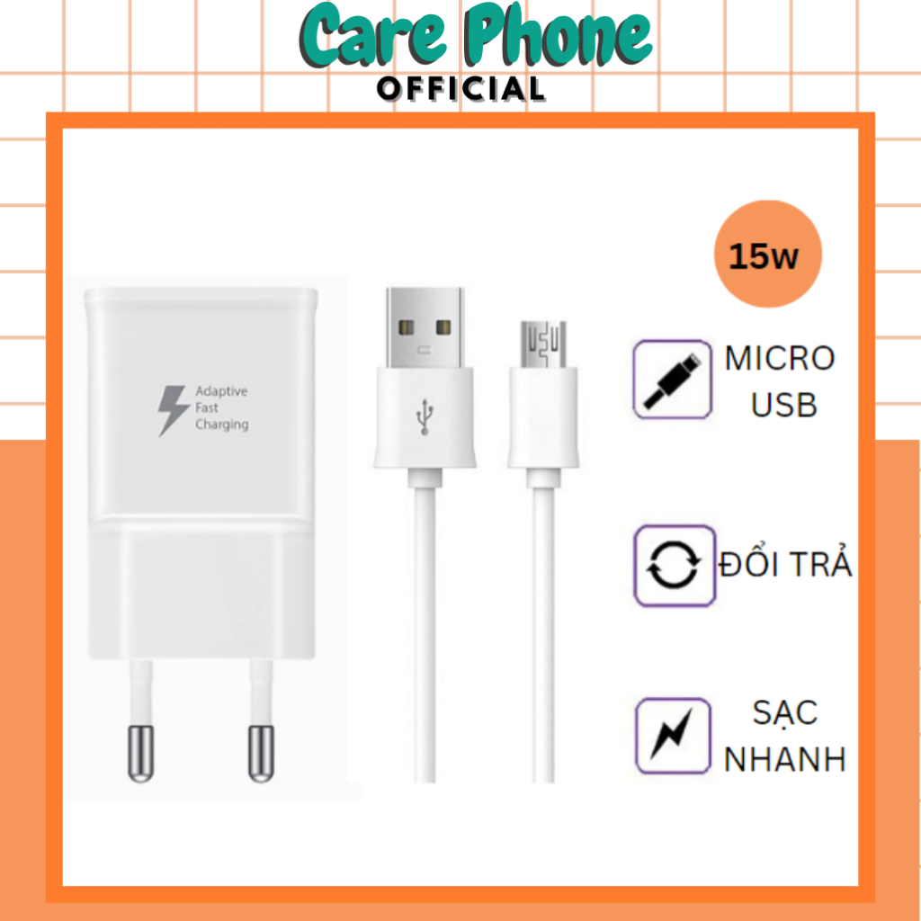 Bộ Củ Sạc Samsung USB Cáp sạc Samsung Micro Dùng Cho các dòng Androi Bảo hành 6 tháng