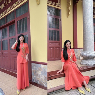 Đồ Lam Đi Chùa # Mẫu lụa sẫm cúc ngọc # Quần Áo Nữ