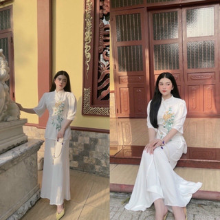 Đồ Lam Đi Chùa # Mẫu lụa sẫm cúc ngọc # Quần Áo Nữ