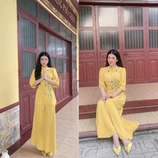 Đồ Lam Đi Chùa # Mẫu lụa sẫm cúc ngọc # Quần Áo Nữ