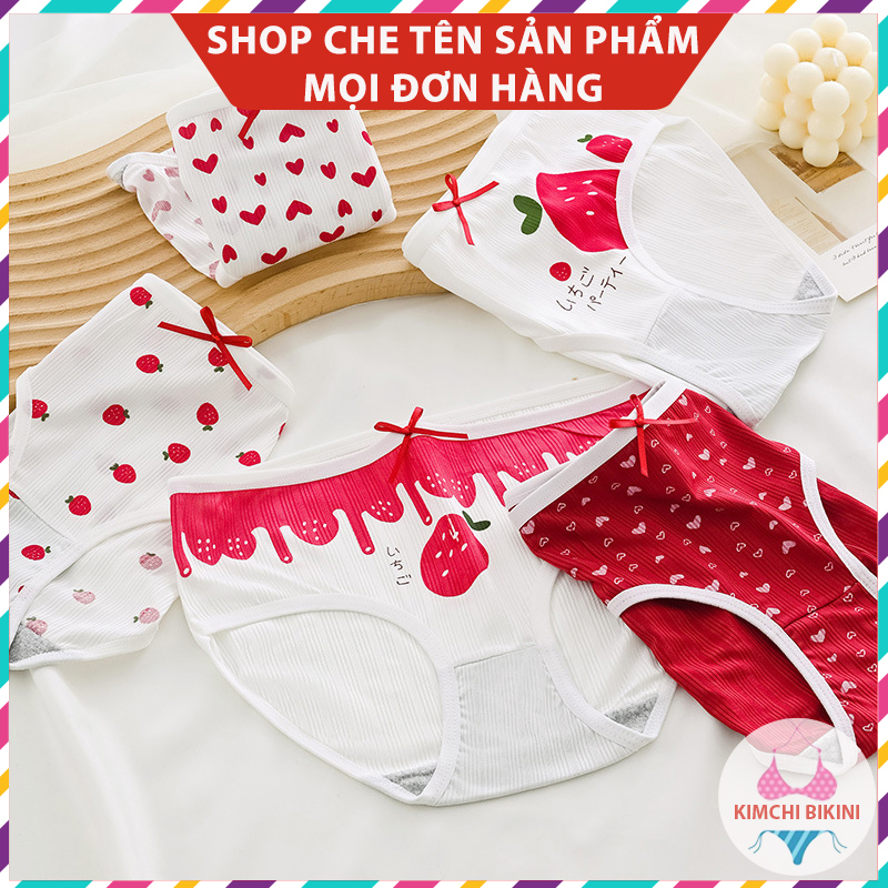 quần chip cotton nữ màu dễ thương KIMCHIBIKINI Quần lót nữ cute cho học sinh ôm bụng hình cute QL058