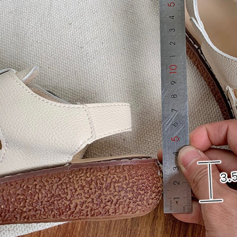 Sandal rọ quai dán cut out giả da cho nữ đế cao style ullzang quai dán Toryco 1993