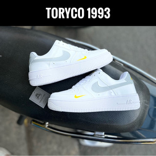 Giày thể thao trắng móc xám giày sneaker nam nữ