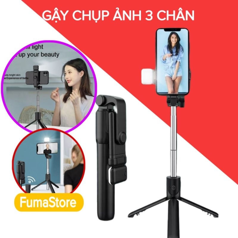 Gậy chụp ảnh F210S - Gậy chụp hình tự sướng selfie quay video 3 chân có đèn led trợ sáng bluetooth điều khiển từ xa