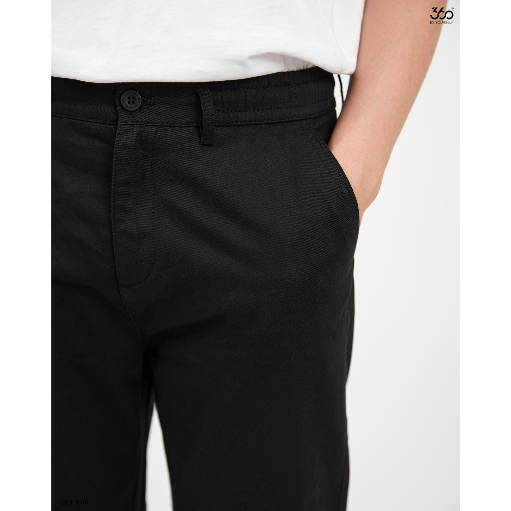 Quần kaki nam dáng baggy cao cấp 360 Boutique Made in Vietnam đen basic - QKBTK401