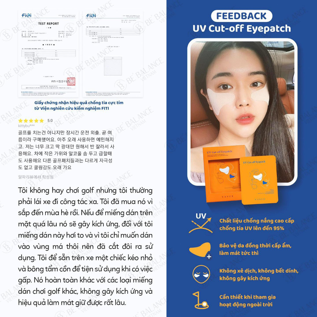Miếng dáng chống tia UV VAVET UV Cut-Off Eyepatch 5 miếng
