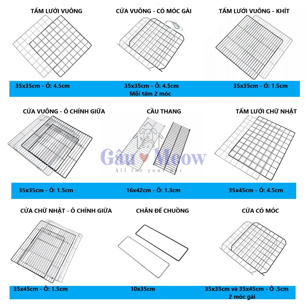 Tấm lưới cửa chuồng cầu thang chân đế và các phụ kiện ghép làm chuồng lồng vây chó mèo thỏ