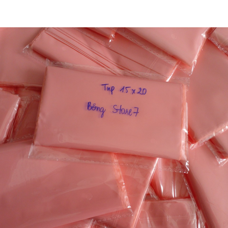 Combo 10c túi niêm phong gói hàng size 15x20 màu hồng pastel loại bóng