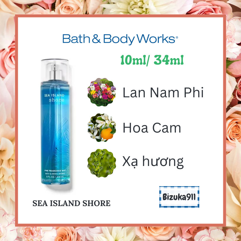 Sea Island Shore - Body mist USA Xịt thơm toàn thân Bath & Body Works USA - Hương mát mix hoa