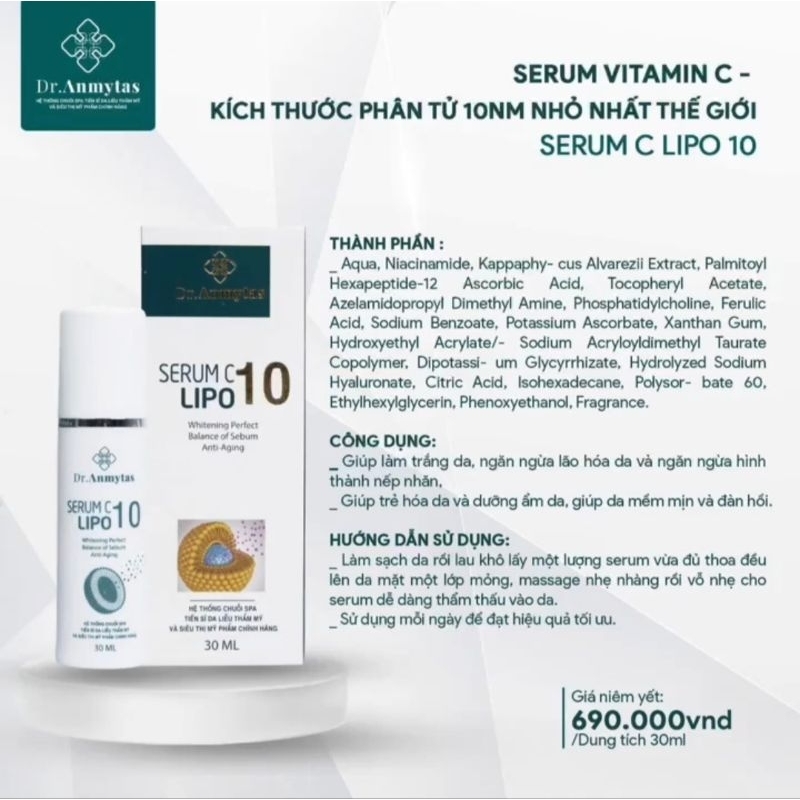 🍀Siêu Cấp🍀 Vitamin C Phân Tử Nhỏ Nhất Thế Giới Dr.Anmytas