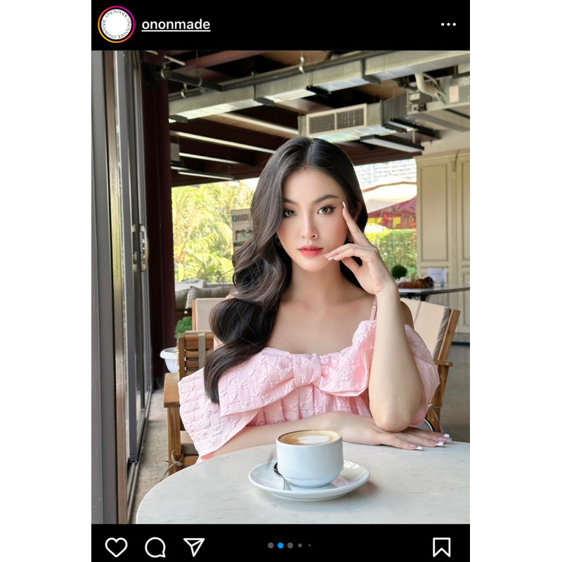 Melen pink dress ononmade đầm hồng trễ vai nơ