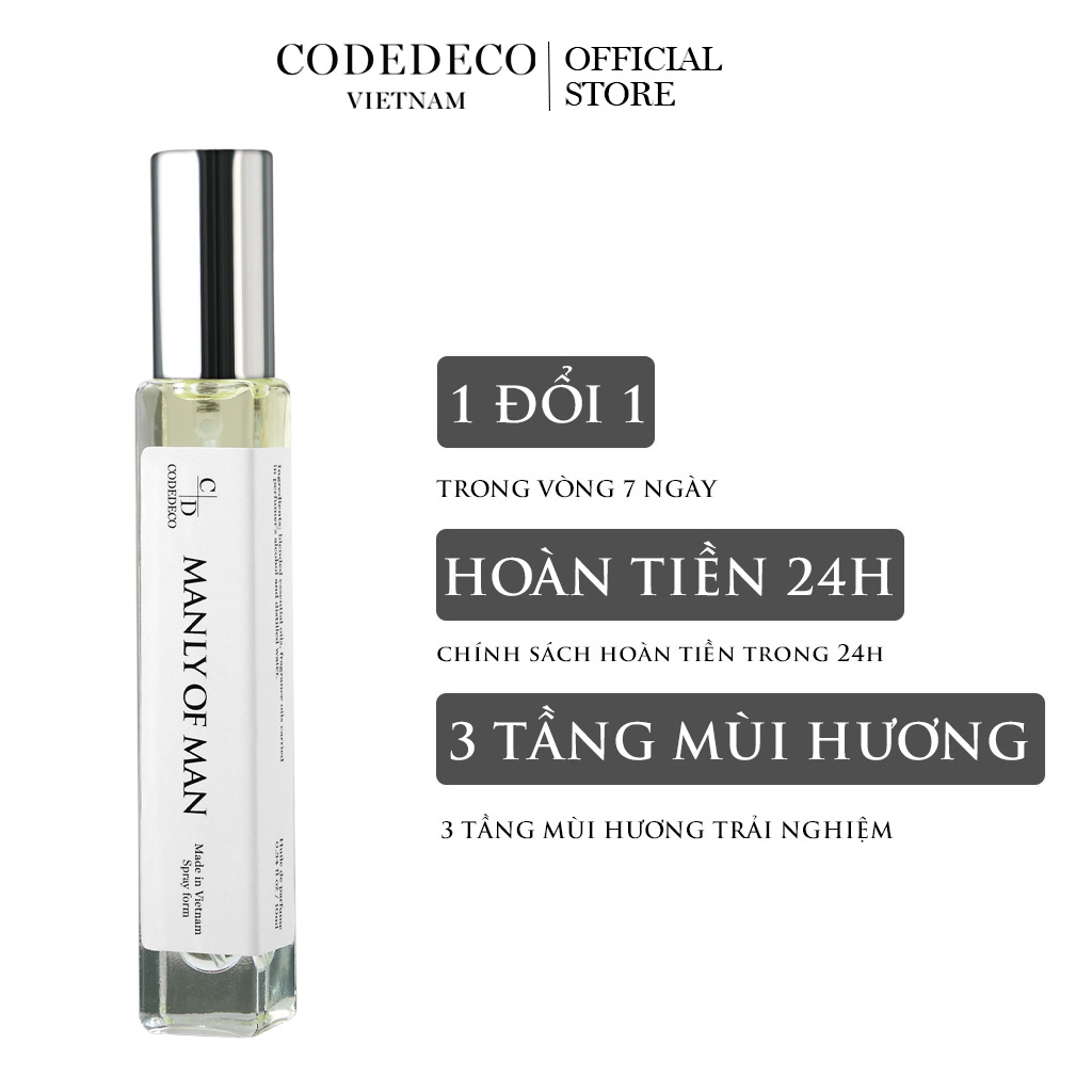 Tinh dầu nước hoa CODEDECO Manly Of Man 10ml, Nam Tính, Lịch Lãm, Bí Ẩn