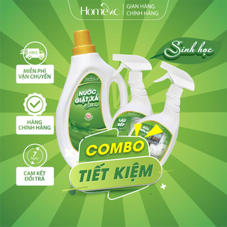 [COMBO TIẾT KIỆM] COMBO Nước Giặt Xả Sinh Học Homevic 3L kèm Nước Rửa Chén Bát và Lau Bếp Diệt Sạch Vi Khuẩn 500ml