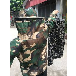 Áo liền mũ nuôi, bắt ong vải kaki dày dặn an toàn cho người sử dụng