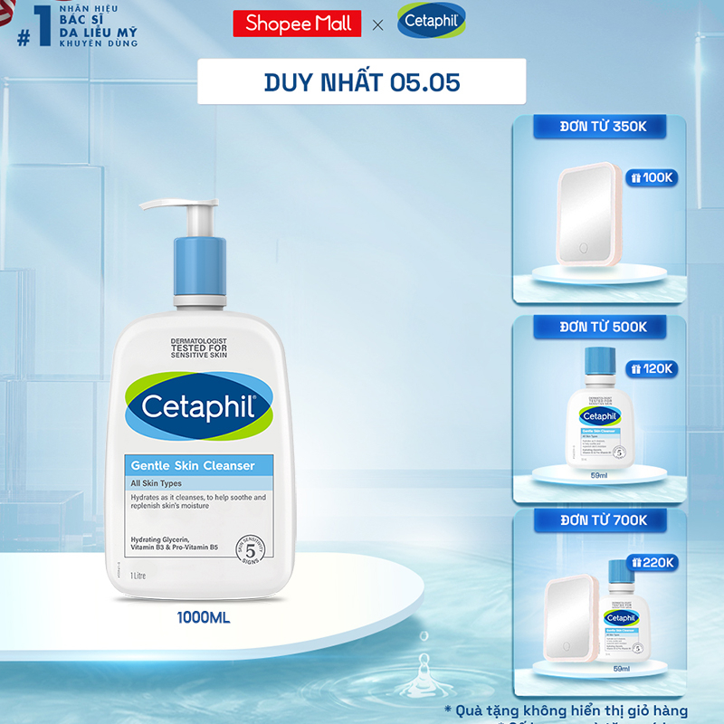Sữa rửa mặt dịu lành cho da nhạy cảm CETAPHIL GENTLE SKIN CLEANSER 1000ML
