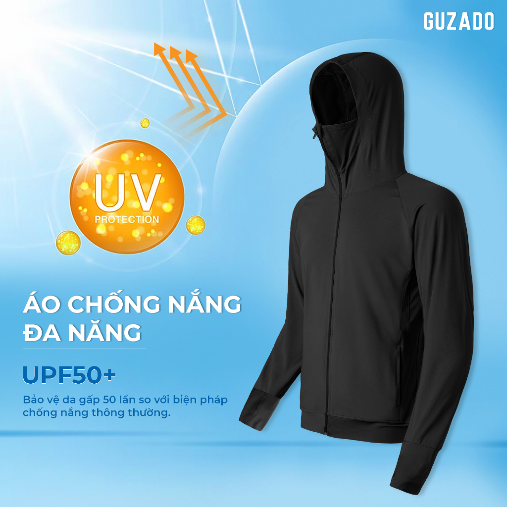 Áo chống nắng nam Guzado màu đẹp chất thun lạnh chống tia UV thiết kế lưới tản nhiệt chống nóng GCN01