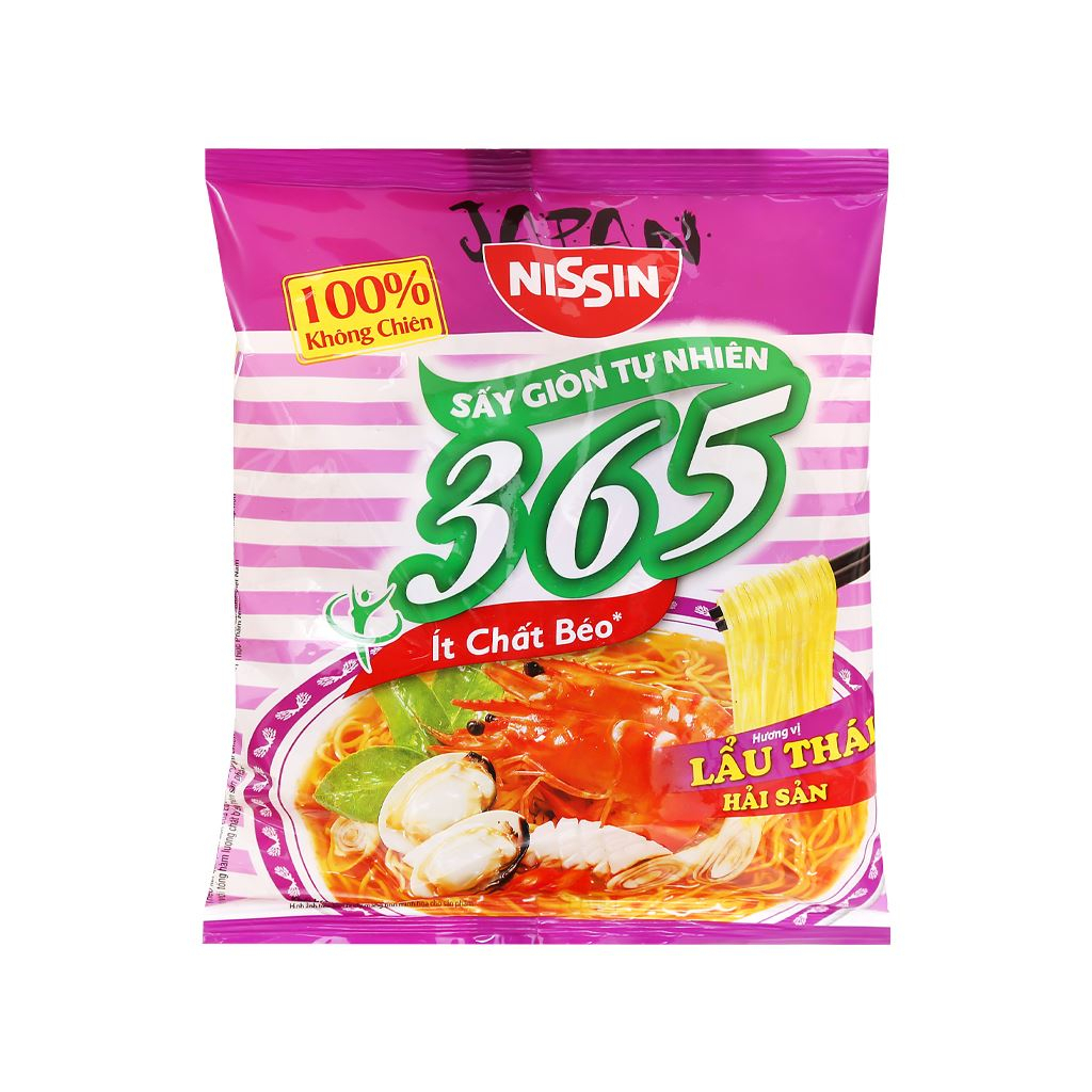 Mì không chiên Nissin 365 lẩu Thái hải sản gói 68g