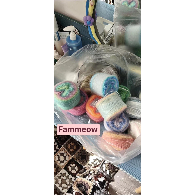 Len mohair  màu loang cầu vồng