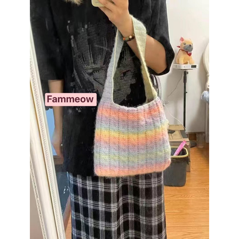 Len mohair  màu loang cầu vồng