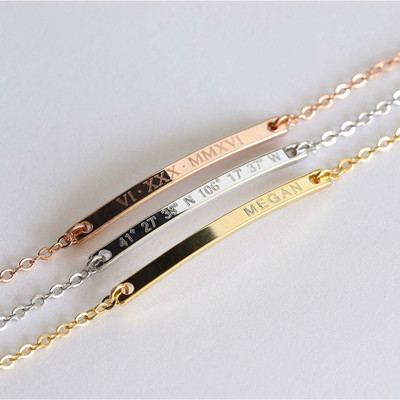 Lắc tay bạc nữ TLEE, lắc tay thanh bạc mini khắc chữ FREE theo yêu cầu TLEE JEWELRY LT0281