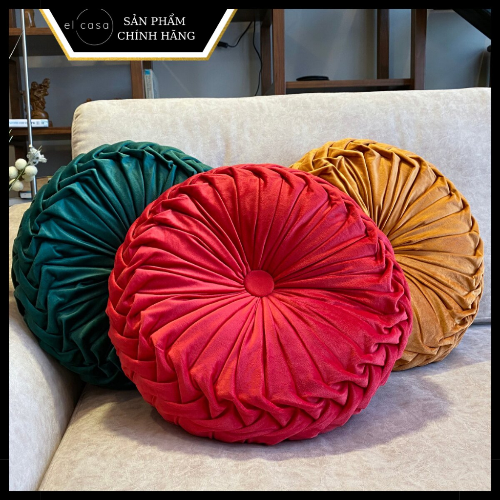 Gối tựa sofa El Casa nordic cushion, gối tròn ôm trang trí vải nhung cao cấp