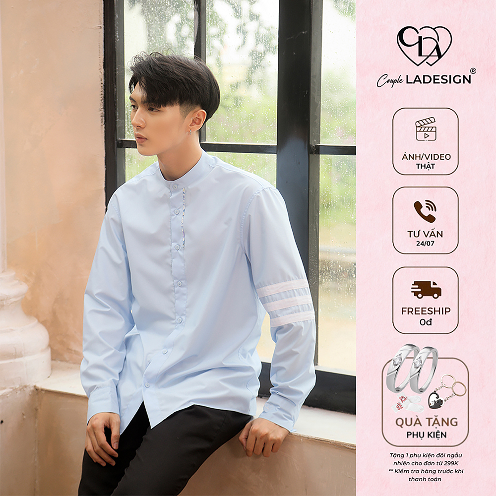 Áo Sơ Mi Nam CoupleLADESIGN Sơ Mi Xanh Dài Tay Louis Shirt Cổ Tàu Tone Pastel Sang Trọng Đi Làm Đi Tiệc