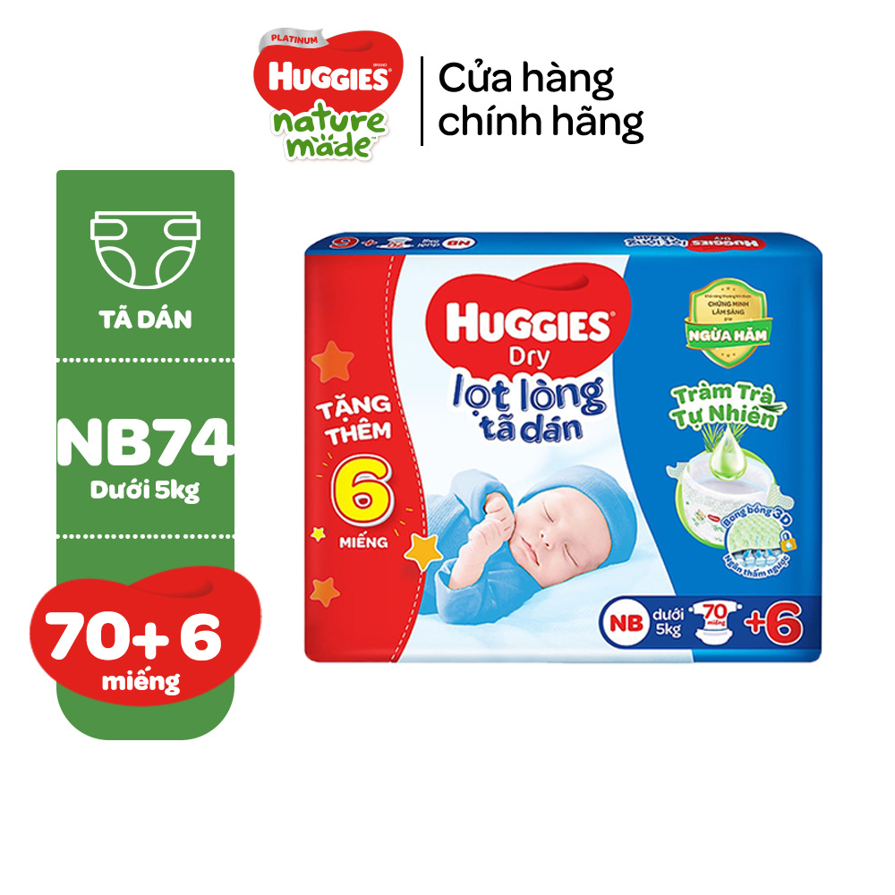 [Tặng 2 miếng cho size S80] Tã dán sơ sinh Tràm Trà Tự Nhiên Huggies NB40/NB70/S54/S80