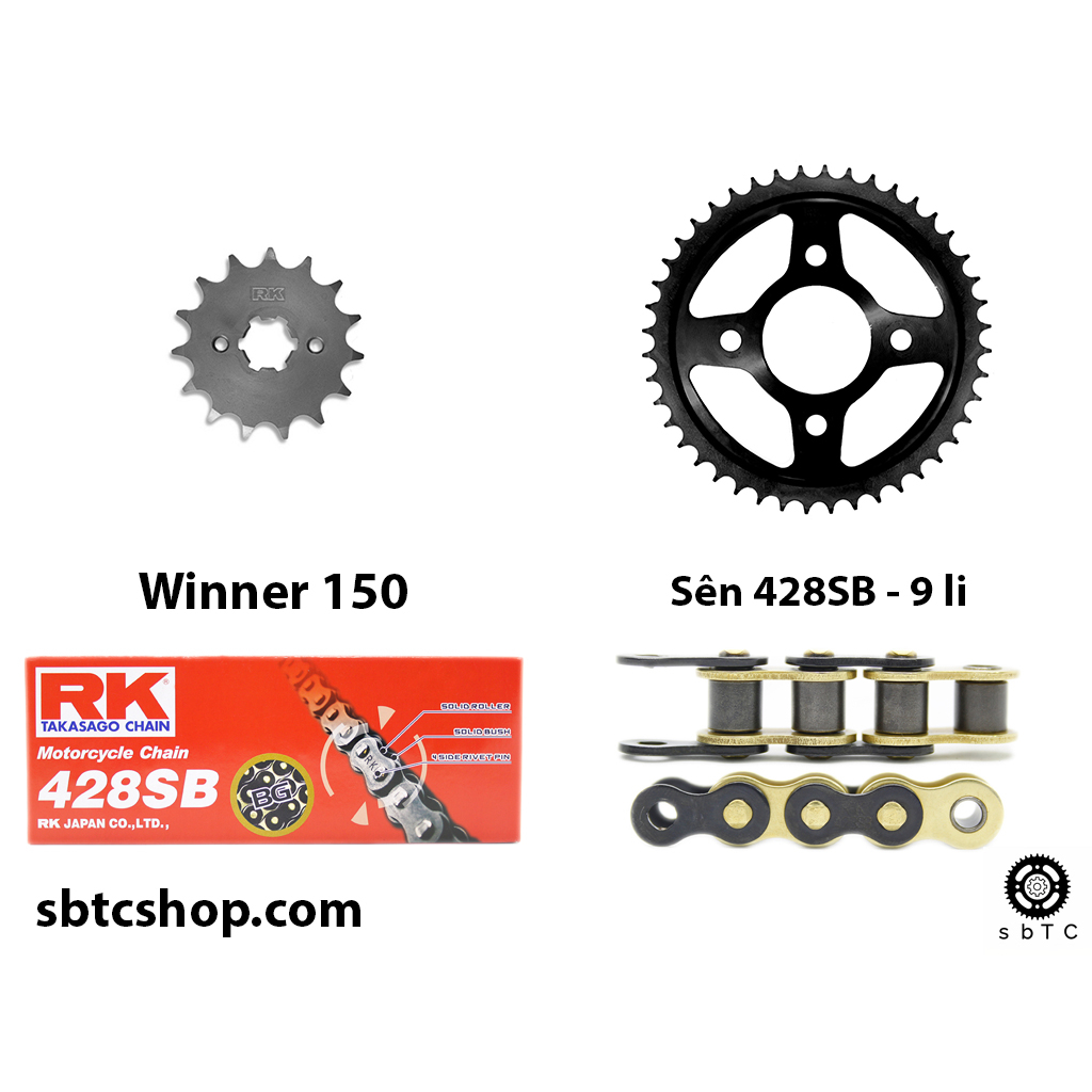 NSD Nhông sên dĩa RK vàng đen Winner 150 chính hãng