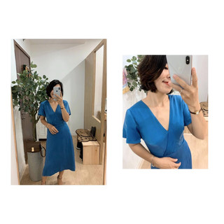 Thanh lý đầm lụa 2D size S Xanh dương