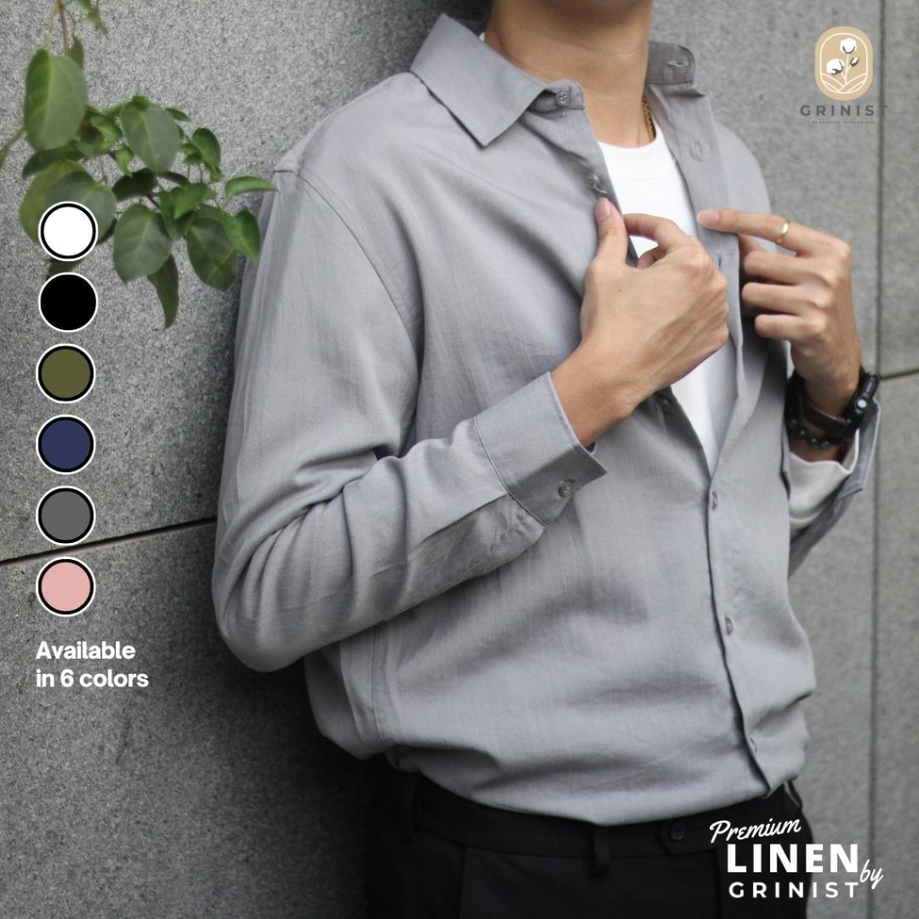 Áo sơ mi Premium Linen nam cổ bẻ Grinist