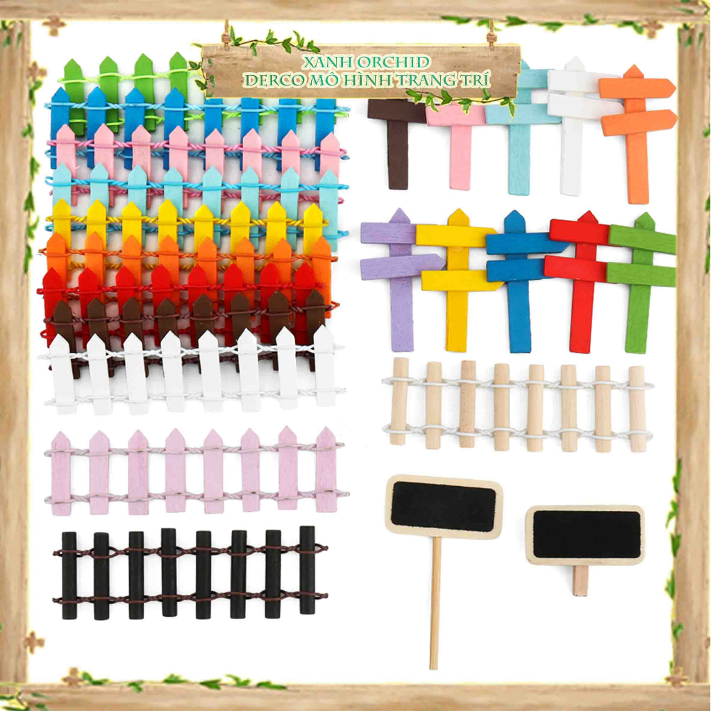 Mô Hình Tiểu Cảnh "Hàng Rào & Chỉ Đường Mini" Trang Trí Sen Đá, Sân Vườn/ Chậu Cây, DYI, Terrarium