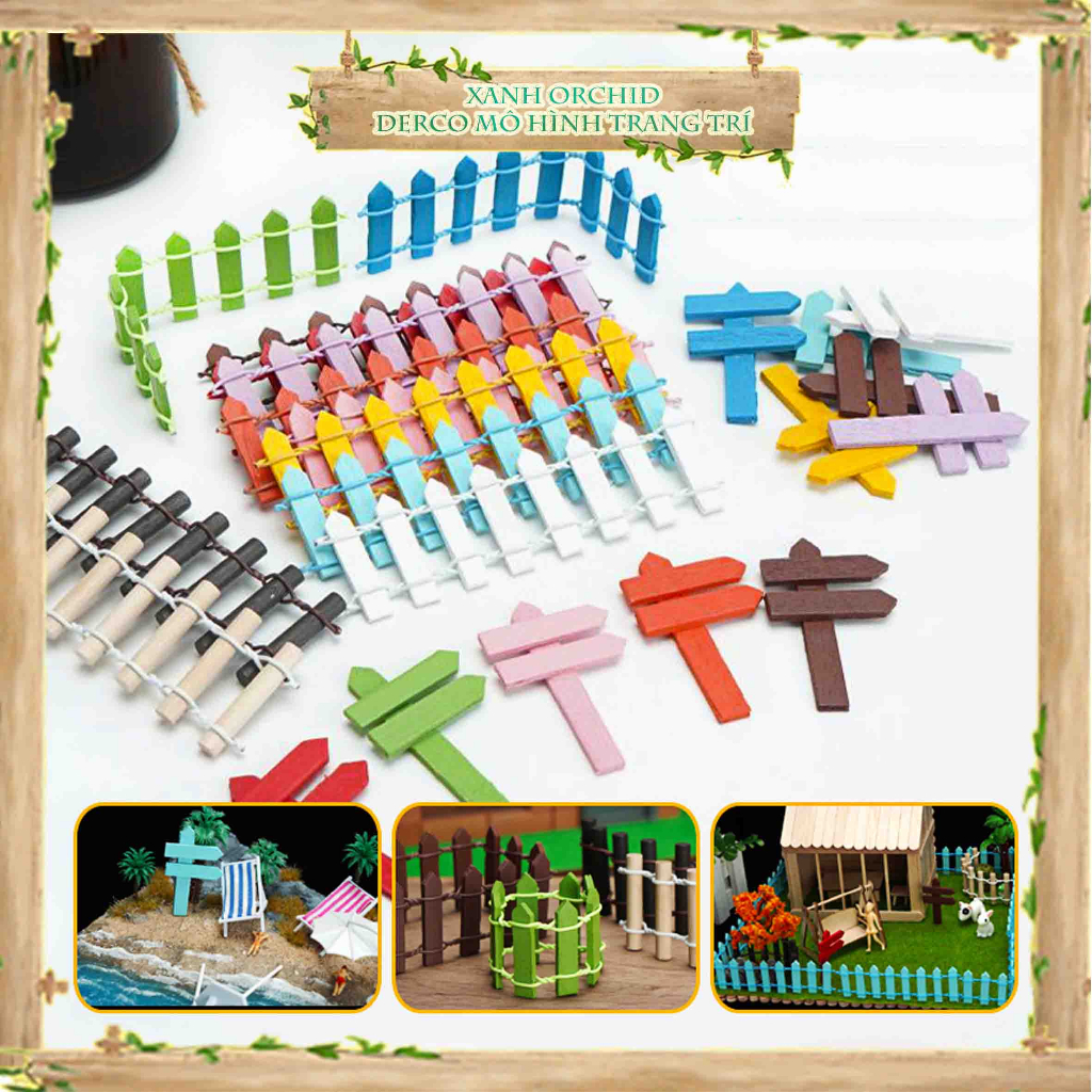 Mô Hình Tiểu Cảnh "Hàng Rào & Chỉ Đường Mini" Trang Trí Sen Đá, Sân Vườn/ Chậu Cây, DYI, Terrarium