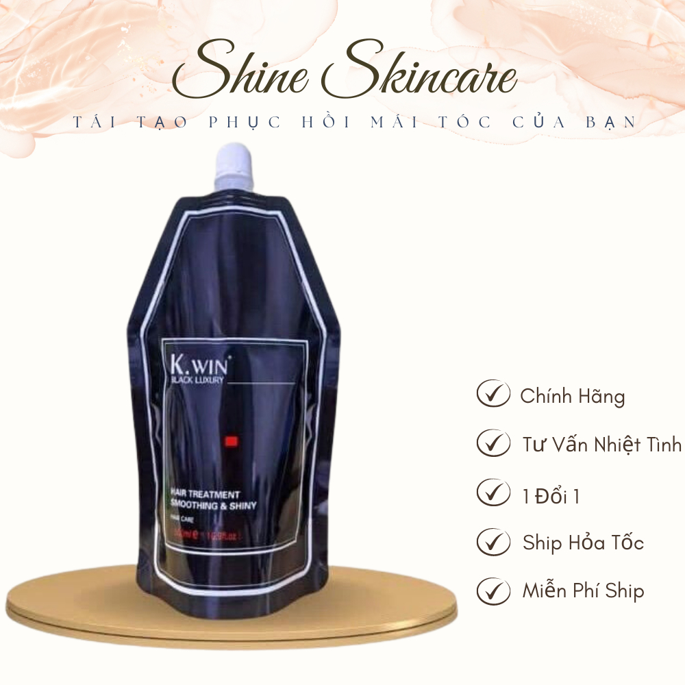 Kem ủ tóc dầu hấp tóc phục hồi hư tổn collagen dưỡng tóc khô xơ uốn nhuộm duỗi siêu mềm mượt K.win Black Luxury 500ml