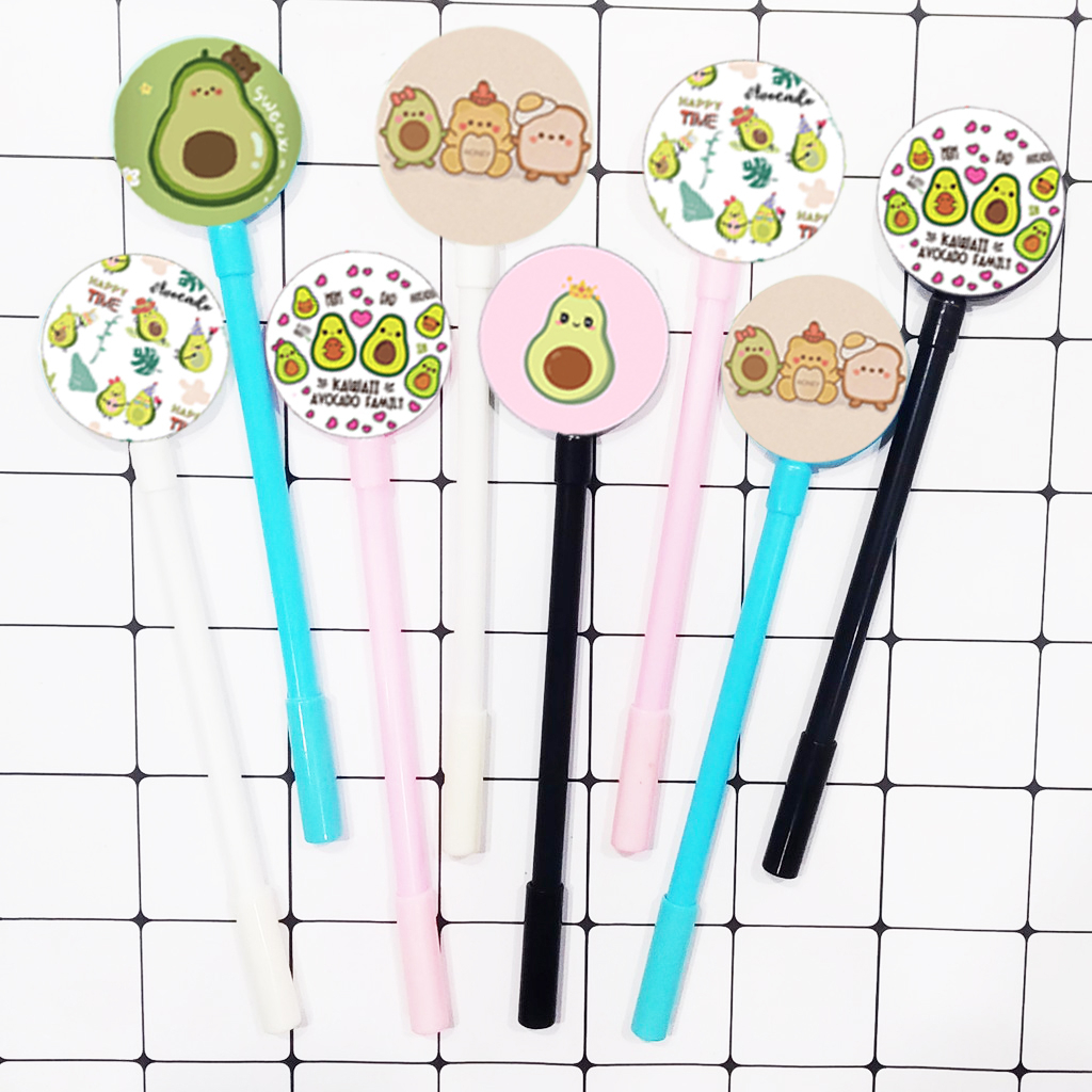 Bút tròn quả bơ avocado có hạt lúc lắc BTI13 mực gel cute dễ thương