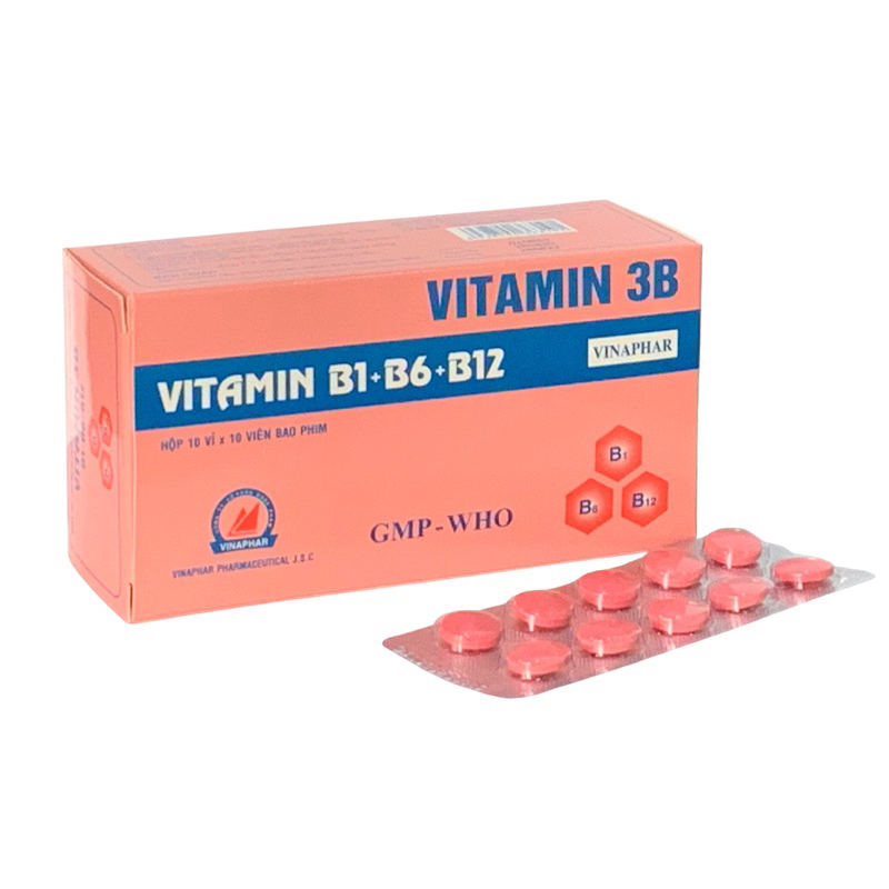 VITAMIN 3B - B1,B6,B12- Hộp 100 viên nén Vinaphar -Hỗ trợ cải thiện tình trạng thiếu hụt vitamin nhóm B
