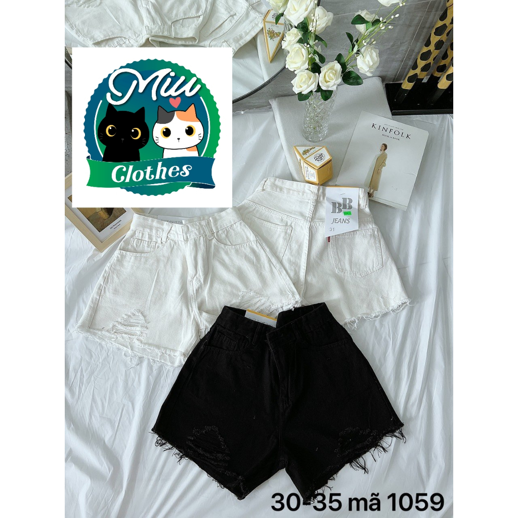 }#1059.Quần short jean nữ rách form đùi ngắn big size hàng VNXK.