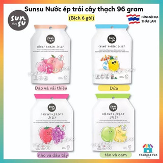 ( Combo 6 gói)Sunsu thạch Thái Lan Konjac vị trái cây hương vị thơm ngon 96gr (6 gói( không calo, người ăn kiêng)