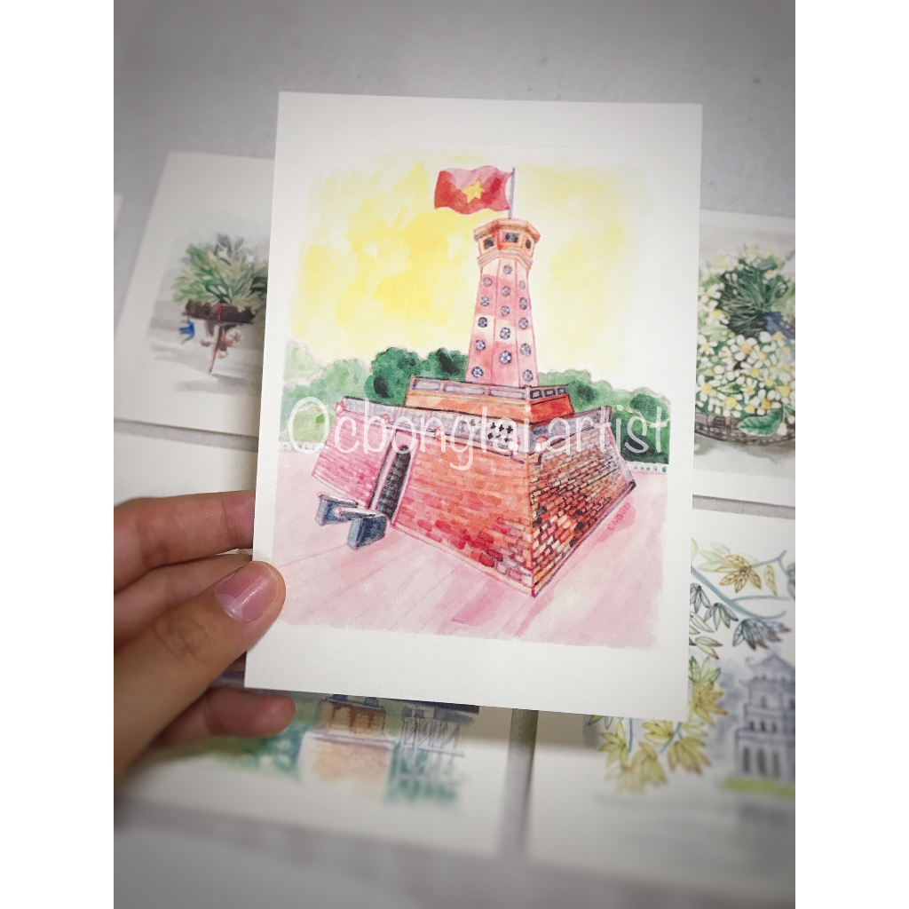 Postcard Tranh Màu Nước Hà Nội