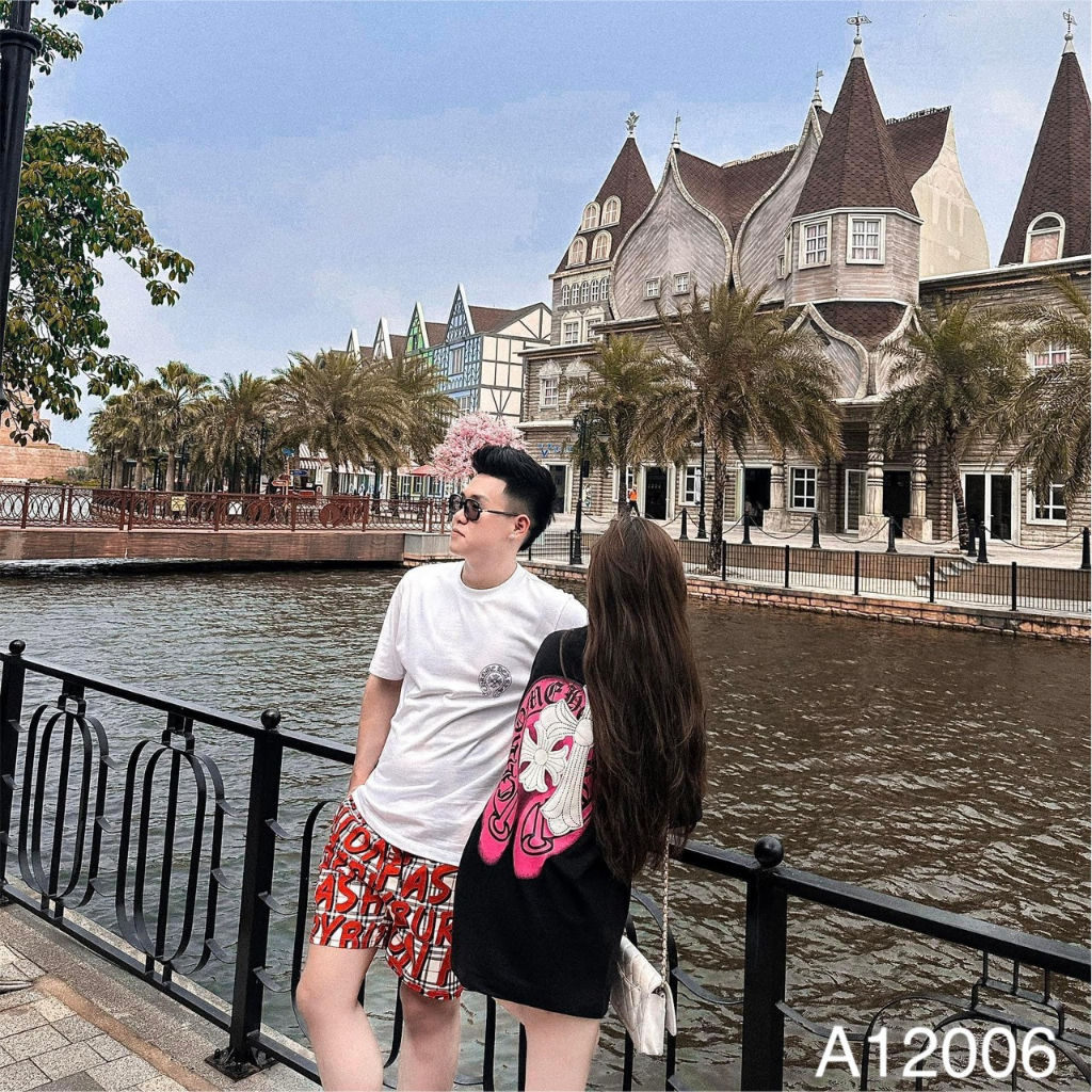 Áo Thun Cotton Nam Nữ Chrome Heart In 2 Mặt Cổ Tròn Mùa Hè Mới Nhất