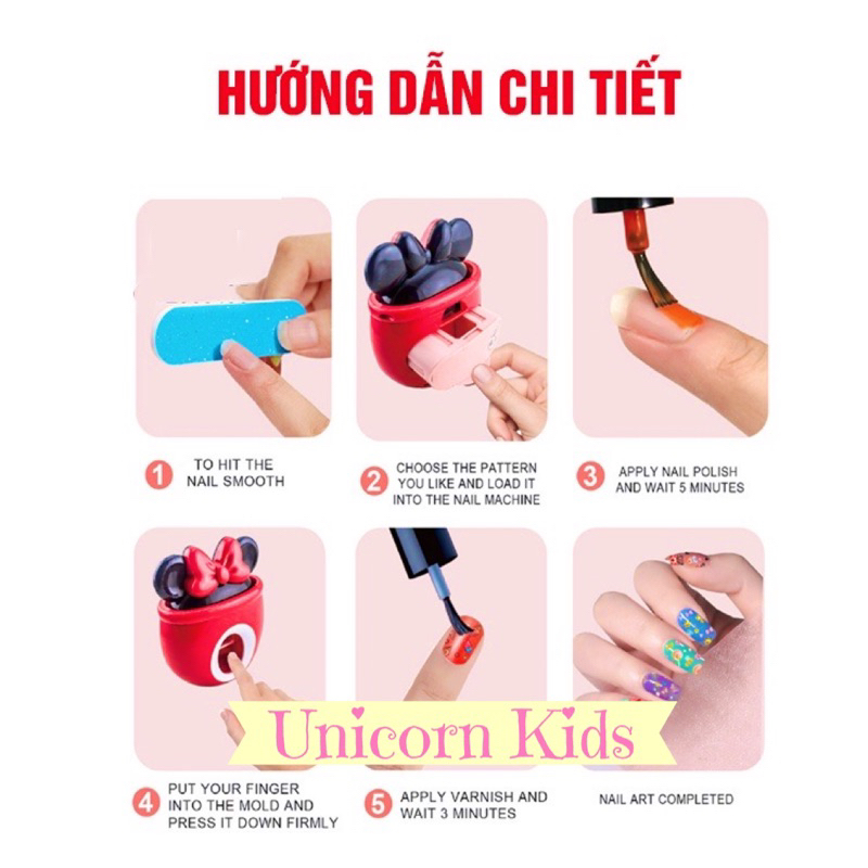 Đồ chơi cho bé máy làm móng in hoa văn tự động cho bé chất sơn thực vật an toàn đồ chơi phát triển trí sáng tạo
