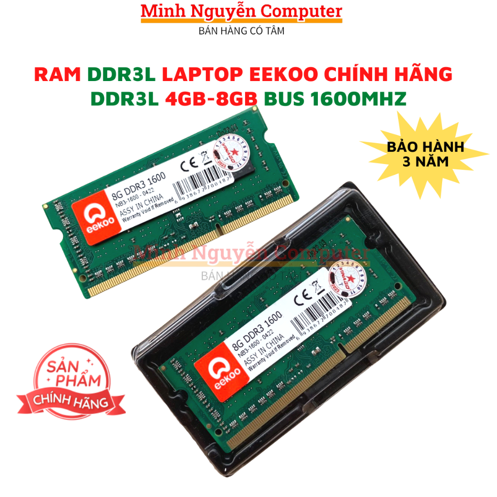 Ram Laptop 8GB/4GB DDR3L Bus 1600MHz EEKOO dùng cho Laptop, Chính hãng - Bảo hành 3 năm | BigBuy360 - bigbuy360.vn