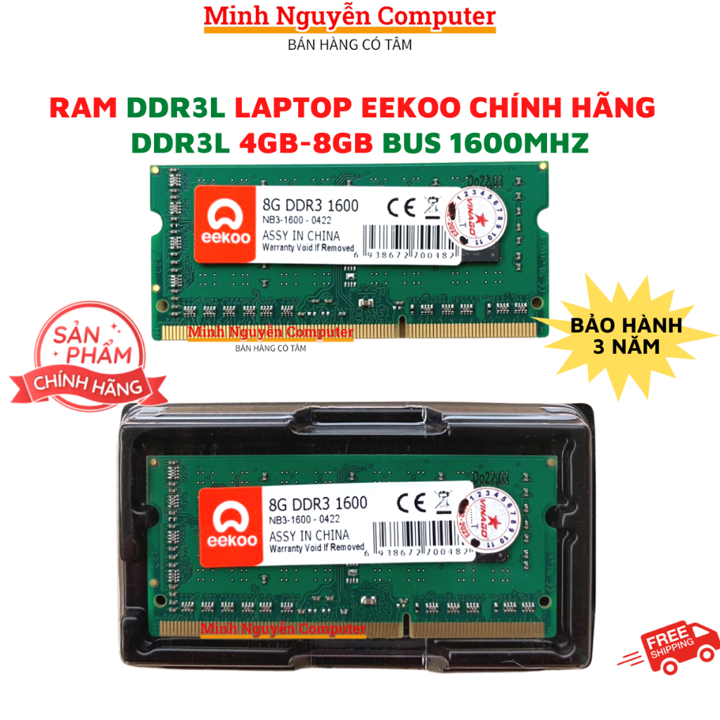 Ram Laptop 8GB/4GB DDR3L Bus 1600MHz EEKOO dùng cho Laptop, Chính hãng - Bảo hành 3 năm | BigBuy360 - bigbuy360.vn