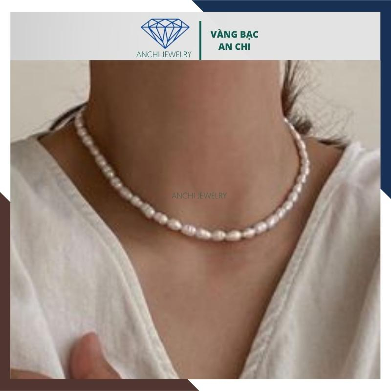 Chuỗi đeo cổ choker hạt gạo 5 - 6ly thô dị - Ngoctraianchi.com
