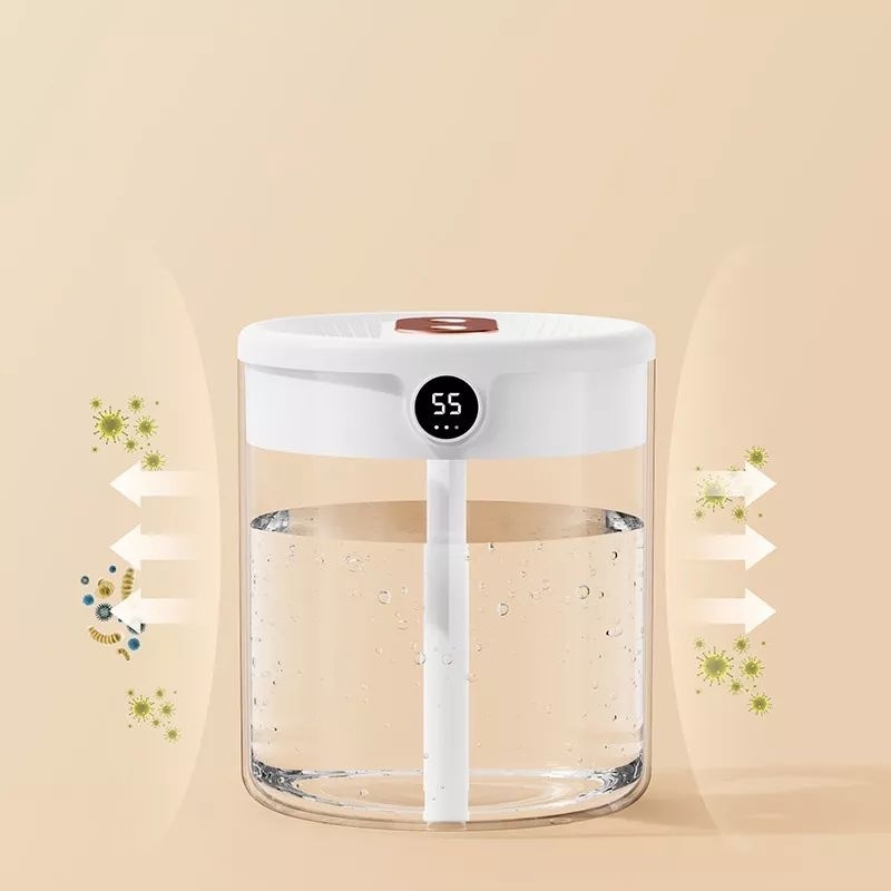 Máy tạo độ ẩm xông tinh dầu dung tích 1500ml 2 đầu phun. có đồng hồ báo độ ẩm
