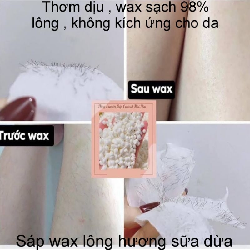 Sáp wax lông ,Triệt Lông Hương Dừa : thơm dịu ,không chất nhựa thông ,siêu bám lông - tặng 2 que gỗ