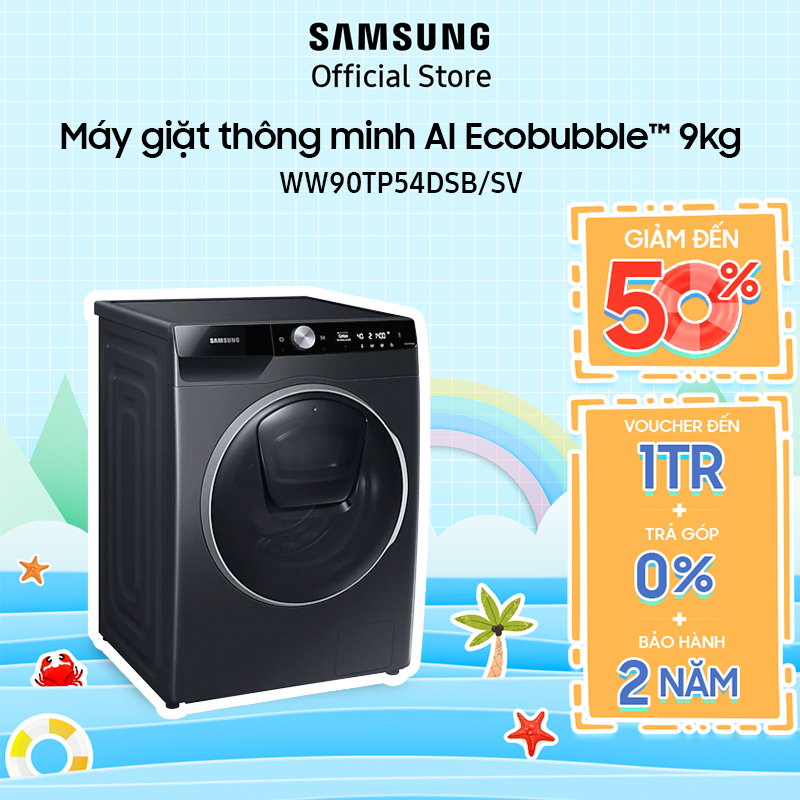 Máy giặt Samsung Inverter 9 Kg WW90TP54DSB/SV - Có Cửa Phụ AddWash - Miễn phí công lắp đặt
