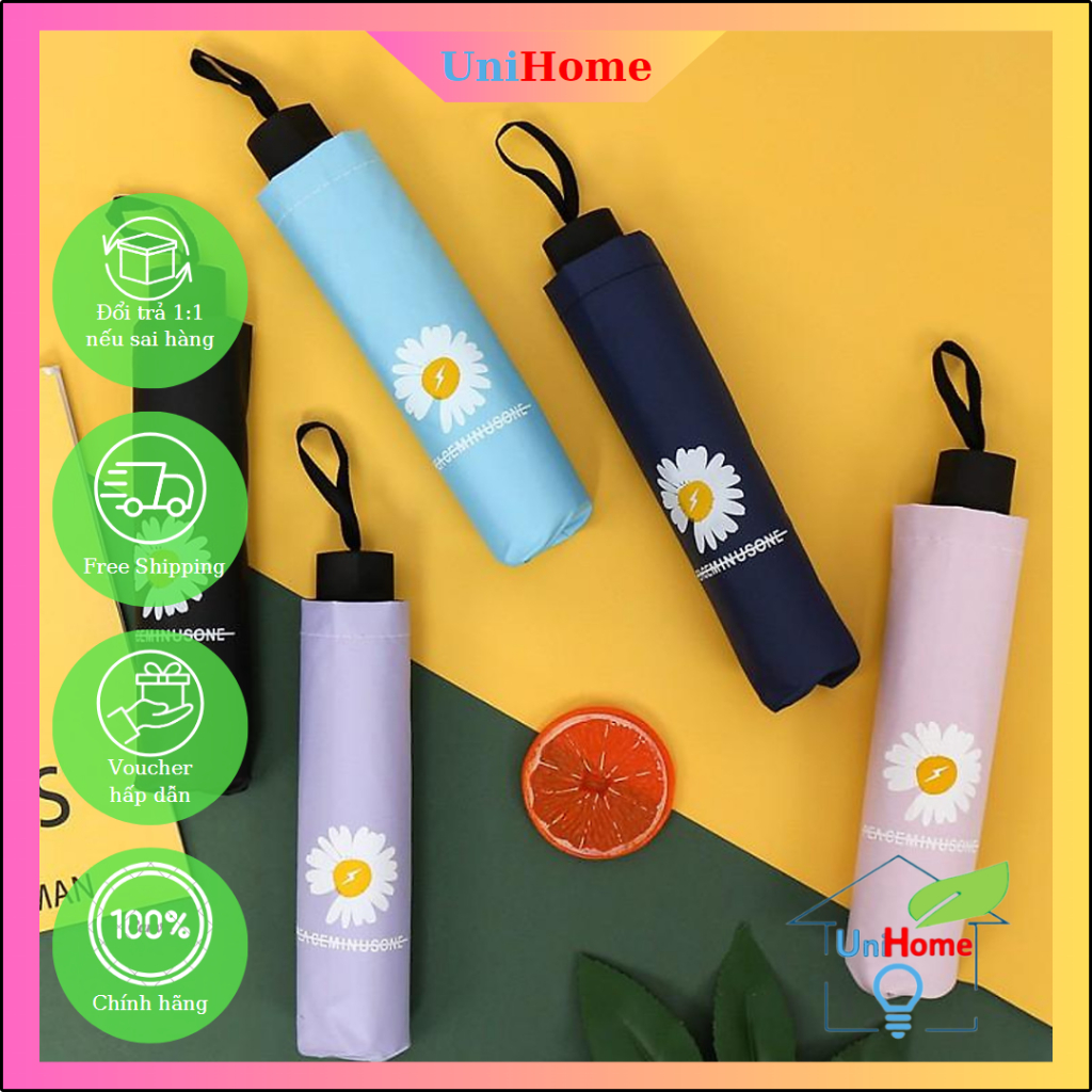 Ô Dù Hoa Cúc Họa Mi Gấp Gọn Thời Trang Che Nắng Mưa Chống Tia UV hàng loại 1