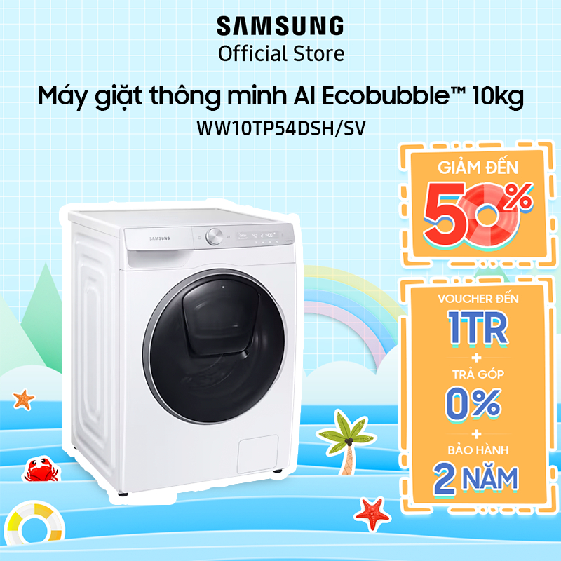 Máy giặt Samsung Inverter 10 Kg WW10TP54DSH/SV - Có Cửa Phụ AddWash - Miễn phí công lắp đặt